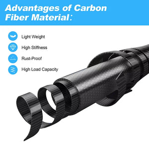 Carbon Fiber Pool Pole, Professional Ultralight Pool Poles 3.7/4.6 to 12/15 FT, Telescoping Lightweight Pool Cleaning Pole, Brush