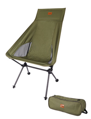 Msnaile Army Green Carbon Fiber Camping Chair – 2.7lbs Ultralight High-Back Folding Chair, 330lbs Capacity Heavy Duty Outdoor Seat for Tactical Camping & Hiking