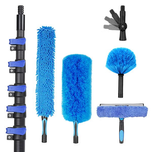 5-in-1 Duster Kit - 4.7-24FT Carbon Fiber Pole for High Ceilings/Fans