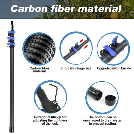 DOBEN 12FT Carbon Fiber Fruit Picker Pole with Basket Telescoping, Apple Picker with Handle, Fruit Tree Picker Tool for Getting Fruits Lemons Apples Guavas Avocados Pears Mangoes Oranges