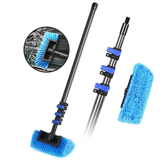 DOBEN 12-Foot Car Wash Brush with Long Handle & Carbon Fiber Extension Pole - Soft Bristle Cleaning Brush for Cars, Trucks, RVs, Boats, Decks, Floors, House Siding - Durable, Scratch-Free Design