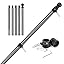 Msnaile 6FT 3K Carbon Fiber Flag Pole - Tangle Free Black Rust/Wind Resistant (No Bracket)