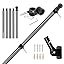 Msnaile 6FT 3K Carbon Fiber Flag Pole - Tangle Free Black Rust/Wind Resistant (No Bracket)