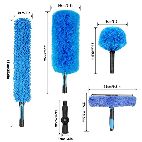 30 Foot High Ceiling Duster Kits with 4.7-24 FT Carbon Fiber Extension Pole, Feather Duster, Cobweb Duster, Ceiling Fan Duster, Window Squeegee & Cleaner with Pole 24 Ft