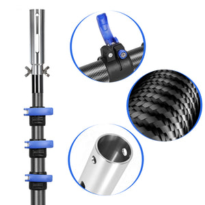 Carbon Fiber Pool Pole, 16FT Heavy Duty Telescopic Pool Pole, Universal Extension Pole for Nets, Skimmers
