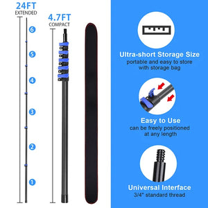 3-30 ft Carbon Fiber Long Telescoping Extension Pole Multi-Purpose Extendable Pole with Universal Twist-on Metal Tip gutter cleaning tools