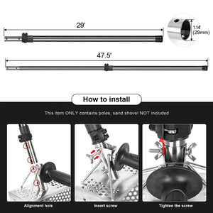 Carbon Fiber Sand Scoop Pole - Rust - Proof Telescopic Beach Metal Detecting Tool