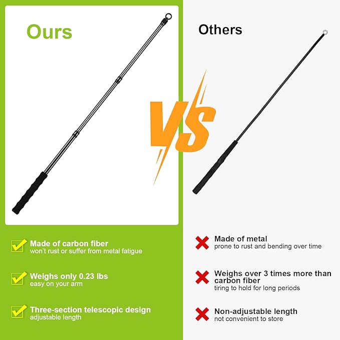 Msnaile Carbon Fiber Dog Flirt Pole - 40In Telescopic 0.23LBS with 2 Toys & Ropes