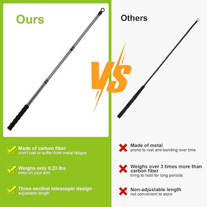 Carbon Fiber Dog Flirt Pole - 40In Telescopic 0.23LBS with 2 Toys & Ropes