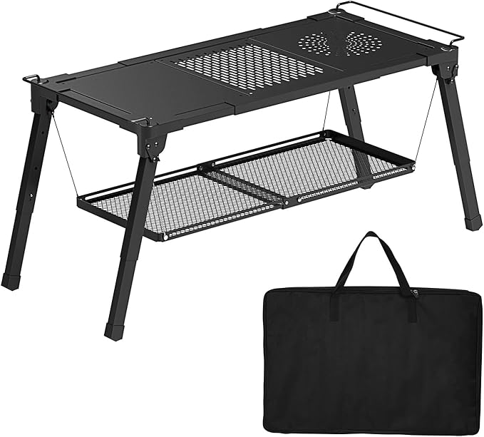 Msnaile Portable Adjustable IGT Camping Table - Folding Sturdy Outdoor Table for Picnic/Fishing