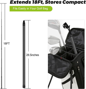 Golf Ball Retriever Telescopic, Carbon Fiber Golf Ball Picker Upper for Water, Lightweight & Durable Golf Ball Grabber with 2 Claw Sucker Tool, Golf Accessories Gifts for Men Women