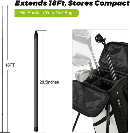 Golf Ball Retriever Telescopic, Carbon Fiber Golf Ball Picker Upper for Water, Lightweight & Durable Golf Ball Grabber with 2 Claw Sucker Tool, Golf Accessories Gifts for Men Women