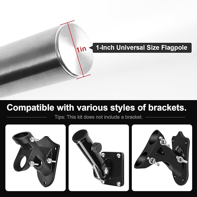 Msnaile 6FT 3K Carbon Fiber Flag Pole - Tangle Free Black Rust/Wind Resistant (No Bracket)