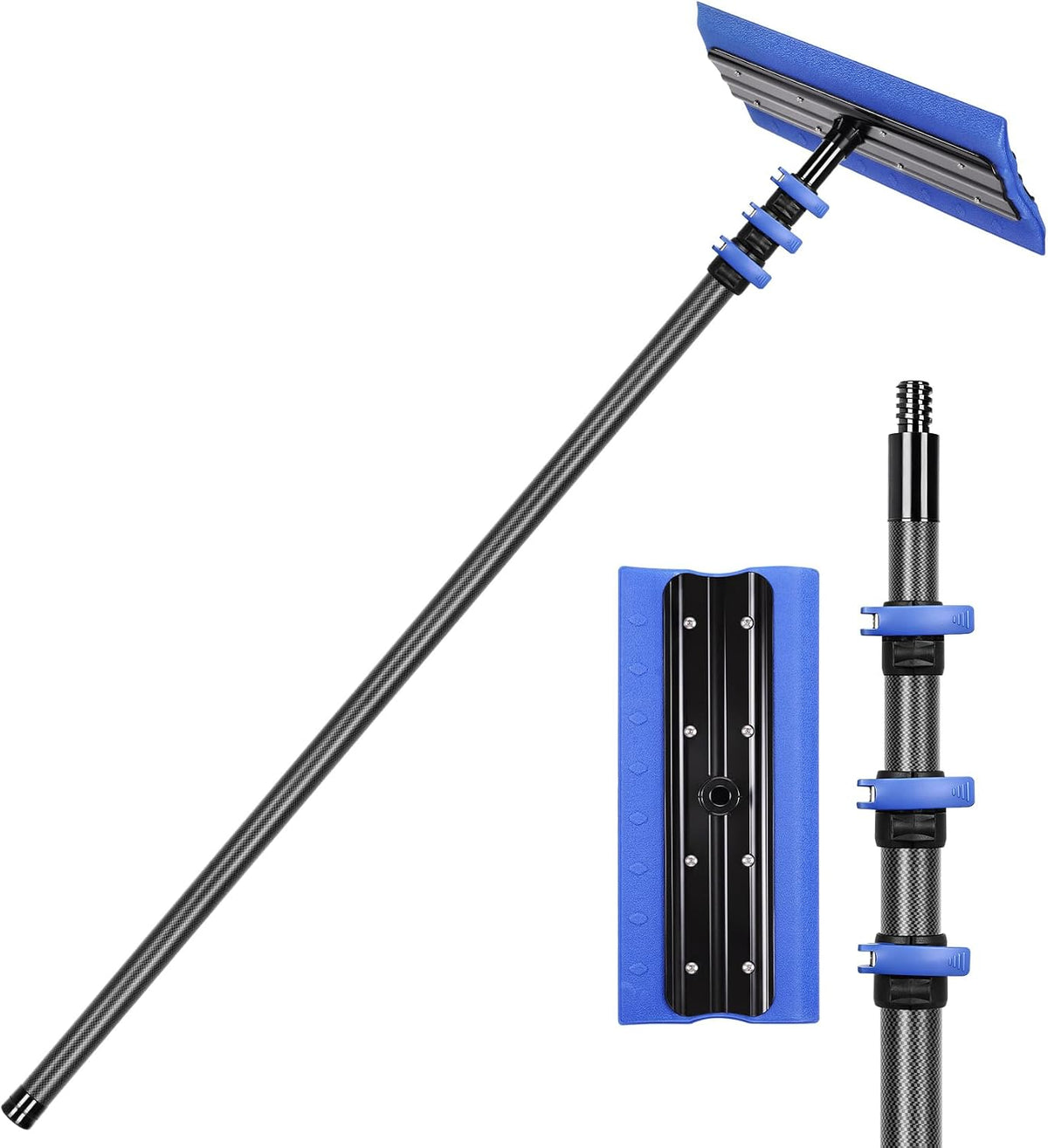 Carbon Fiber Snow Roof Rake 24FT Extendable Roofs Solar Panels Cars