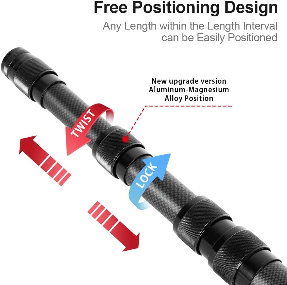 Msnaile Telescopic Tarp Poles, Canopy Adjustable Carbon Fiber Poles Set of 2, Portable & Lightweight Tent Tarps for Awning, Camping, Hiking 118"