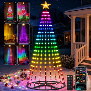Christmas Tree Lights, Treeless with Remote and APP Control, RGB Color-Changing Light String with 400 LEDs, 11 Modes, Timer, Music Sync, Suitable for Christmas Decorations and Holiday Party Decorations