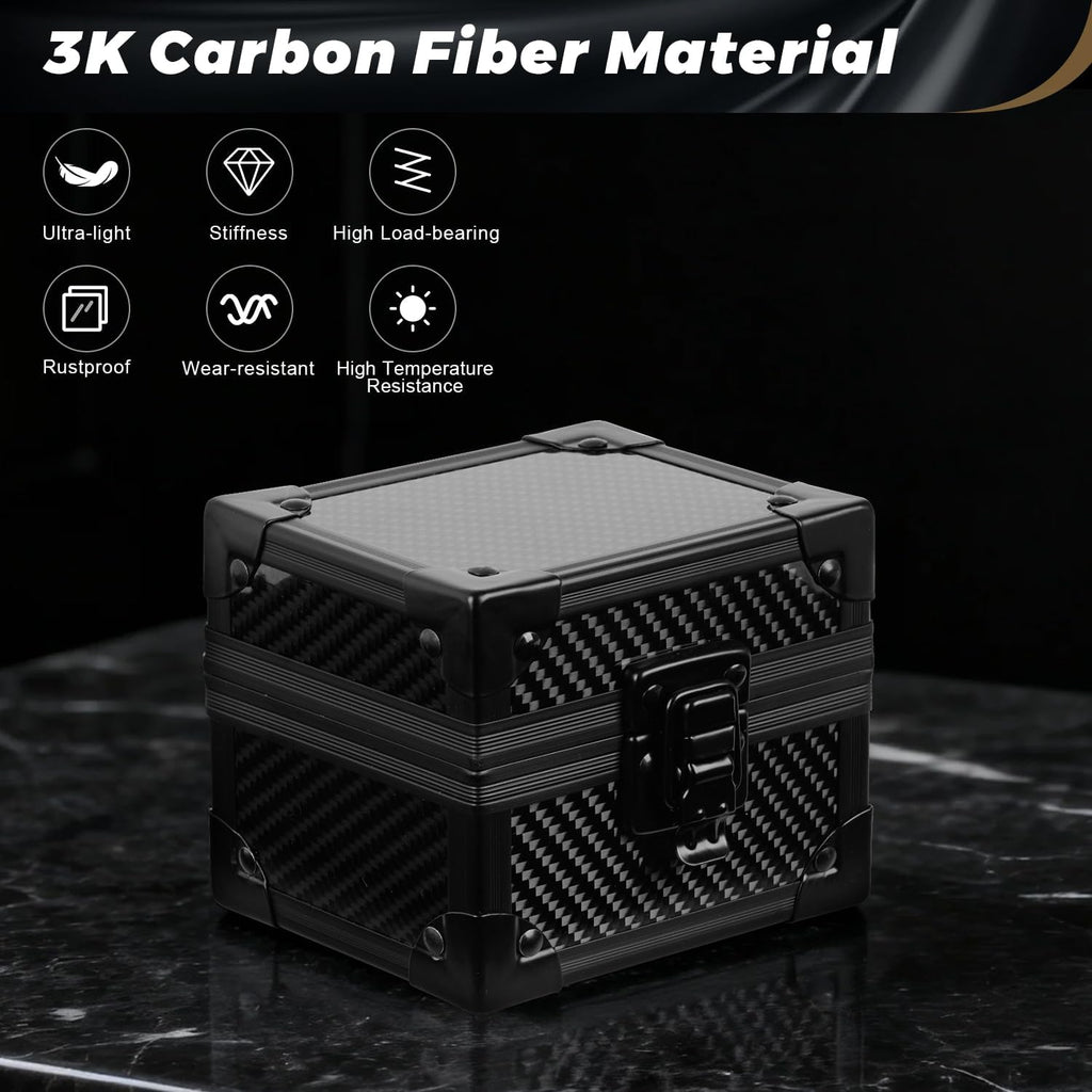 Msnaile Luxury Watch Case for Men, Carbon Fiber Hard Watch Box with Plush Interior, Single Storage Watch Organizer, Luxury Gift Box for Collectors