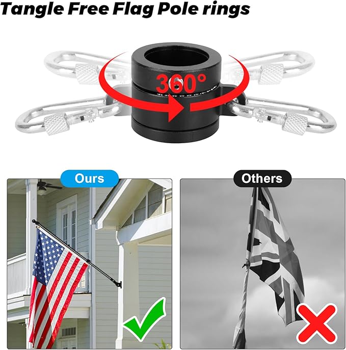 Msnaile 6FT 3K Carbon Fiber Flag Pole - Tangle Free Black Rust/Wind Resistant (No Bracket)