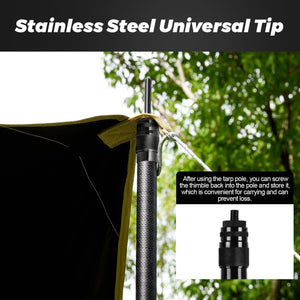 Telescopic Tarp Poles, Canopy Adjustable Carbon Fiber Poles Set of 2, Portable & Lightweight Tent Tarps for Awning, Camping, Hiking 118"