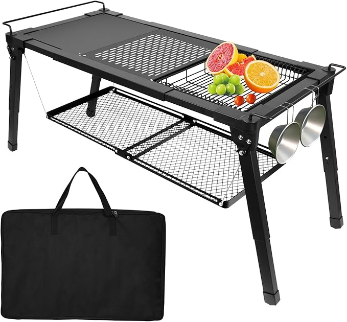 Msnaile Portable Adjustable IGT Camping Table - Folding Sturdy Outdoor Table for Picnic/Fishing