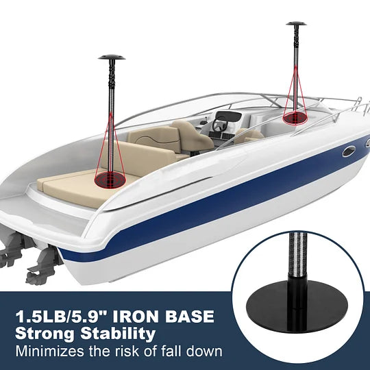 Carbon Fiber Boat Cover Support Poles - Adjustable Height 22.4"-66", Stable Iron Base - Pontoon Boat Cover System (2 Pack)