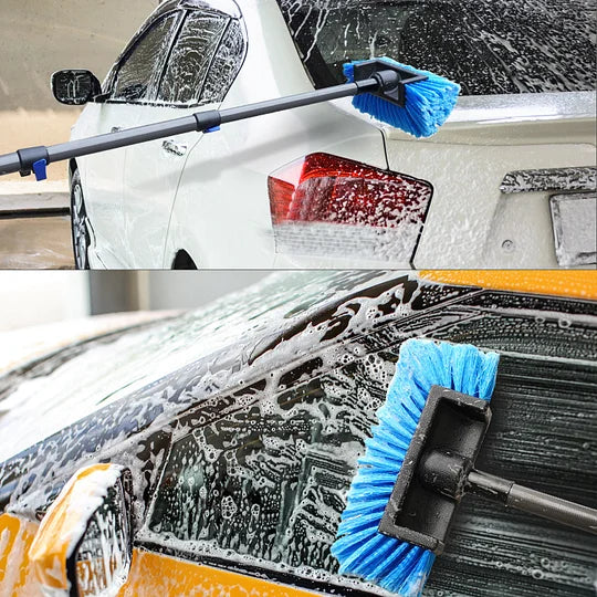 DOBEN 12-Foot Car Wash Brush with Long Handle & Carbon Fiber Extension Pole - Soft Bristle Cleaning Brush for Cars, Trucks, RVs, Boats, Decks, Floors, House Siding - Durable, Scratch-Free Design