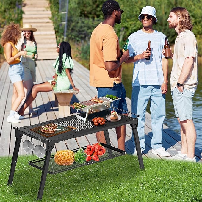 Msnaile Portable Adjustable IGT Camping Table - Folding Sturdy Outdoor Table for Picnic/Fishing