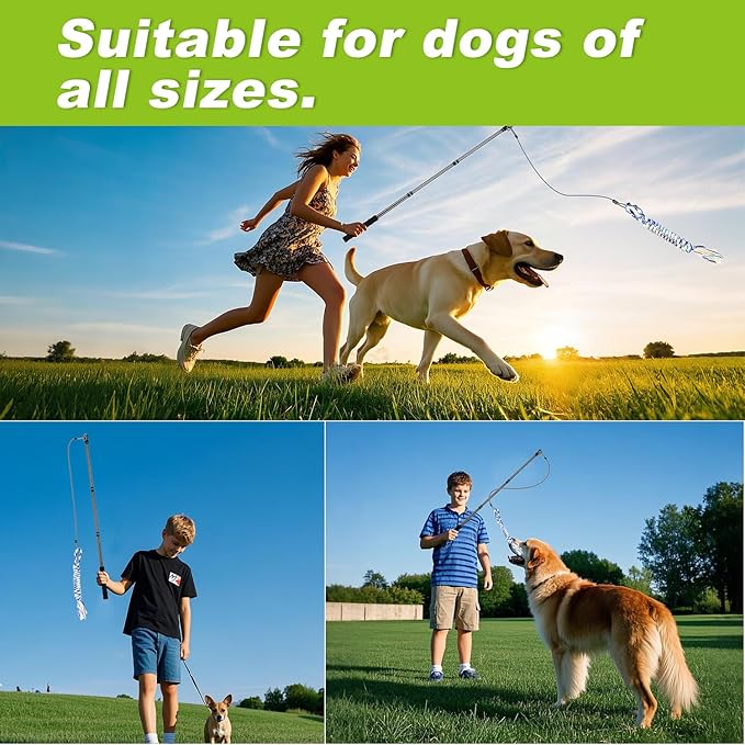 Msnaile Carbon Fiber Dog Flirt Pole - 40In Telescopic 0.23LBS with 2 Toys & Ropes