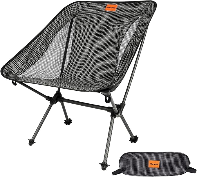 Camping Chair, Carbon Fiber Frame 1.5 lbs Ultralight Folding Chair, Compact Portable Camp Chair for Adults, Backpacking, Hiking, Outdoor, Travel