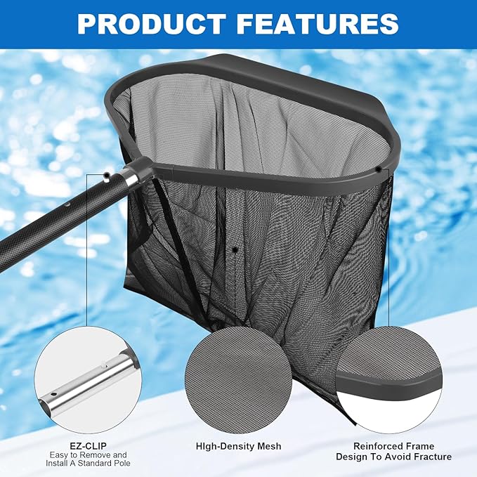 Msnaile Heavy Duty Pool Net Skimmer - Fine Mesh Leaf Skimmer for All Standard Poles (Pole Not Included)