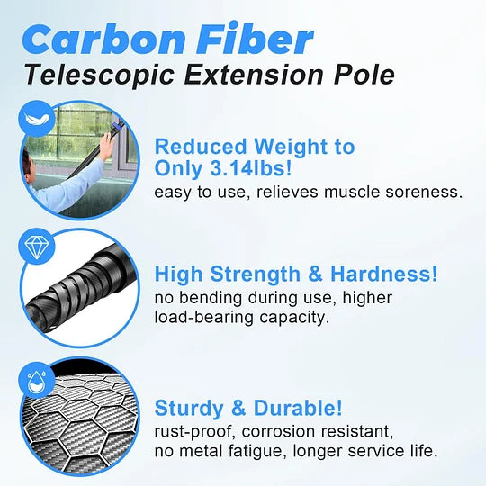 DOBEN Carbon Fiber Christmas Light Pole Hanger Tool Tree, 4.7 to 24FT Telescopic Extension Pole with Utility Hook for Holiday Light Installation, Multi Purpose Pole with Universal Thread Lightweight