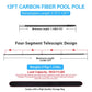 Carbon Fiber Pool Pole, Professional Ultralight Pool Poles 3.7/4.6 to 12/15 FT, Telescoping Lightweight Pool Cleaning Pole, Brush