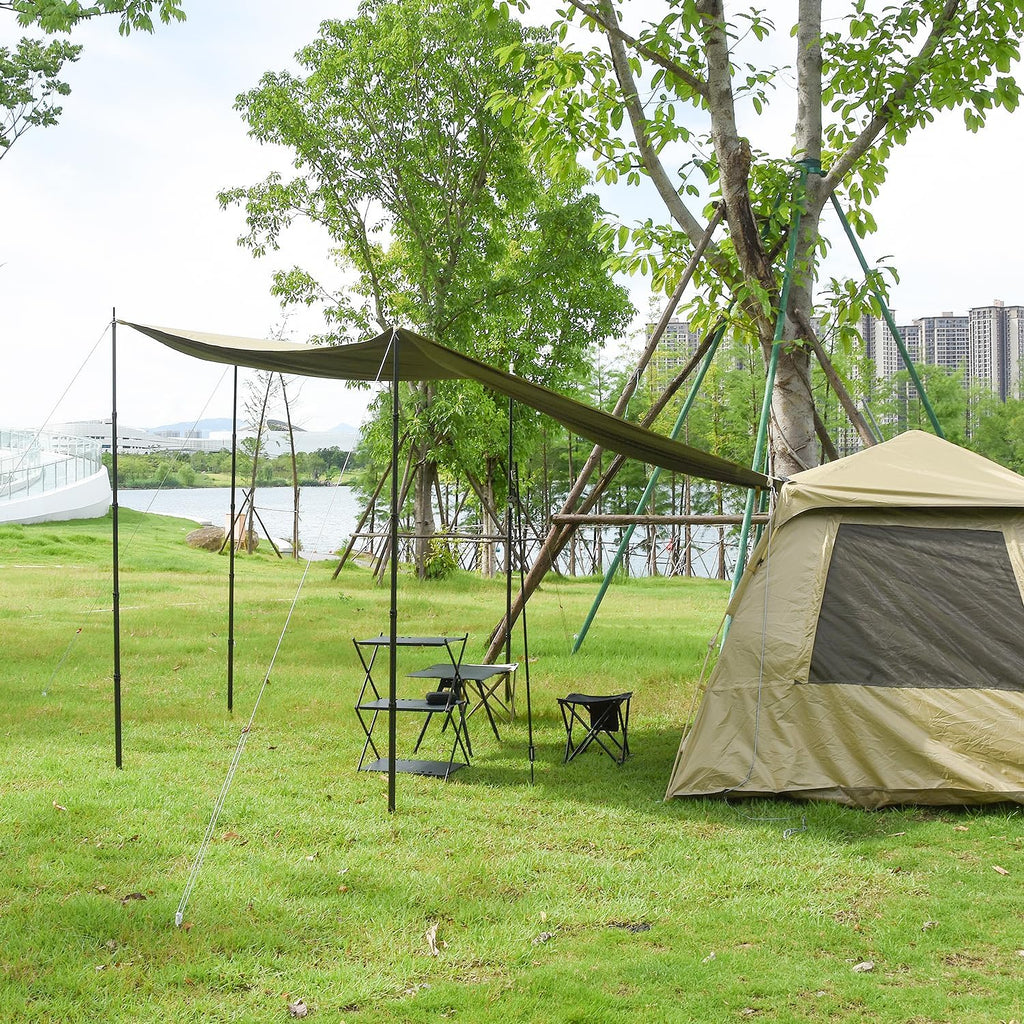 Msnaile Telescopic Tarp Poles, Canopy Adjustable Carbon Fiber Poles Set of 2, Portable & Lightweight Tent Tarps for Awning, Camping, Hiking 118"