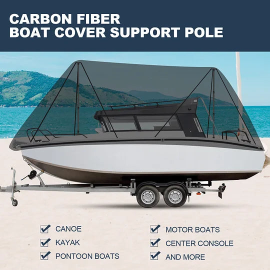 Carbon Fiber Boat Cover Support Poles - Adjustable Height 22.4"-66", Stable Iron Base - Pontoon Boat Cover System (2 Pack)