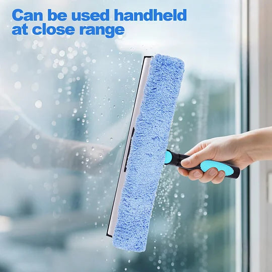 DOBEN 12-Foot Carbon Fiber Window Cleaner Tool with Telescopic Extension Pole, Rotating Scrubber & Squeegee - Durable Lightweight Design for Indoor/Outdoor Glass Cleaning