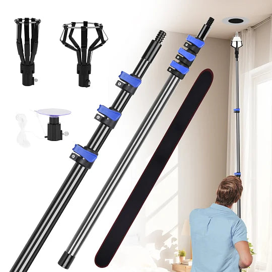 DOBEN Carbon Fiber Light Bulb Changer Pole 18FT Reach, Ultra Light Telescopic Extension Lightbulb Pole for High Ceilings, Recessed & Flood Lights, Incandescent Bulbs, Anit-Corrosion, Extends 3-12FT