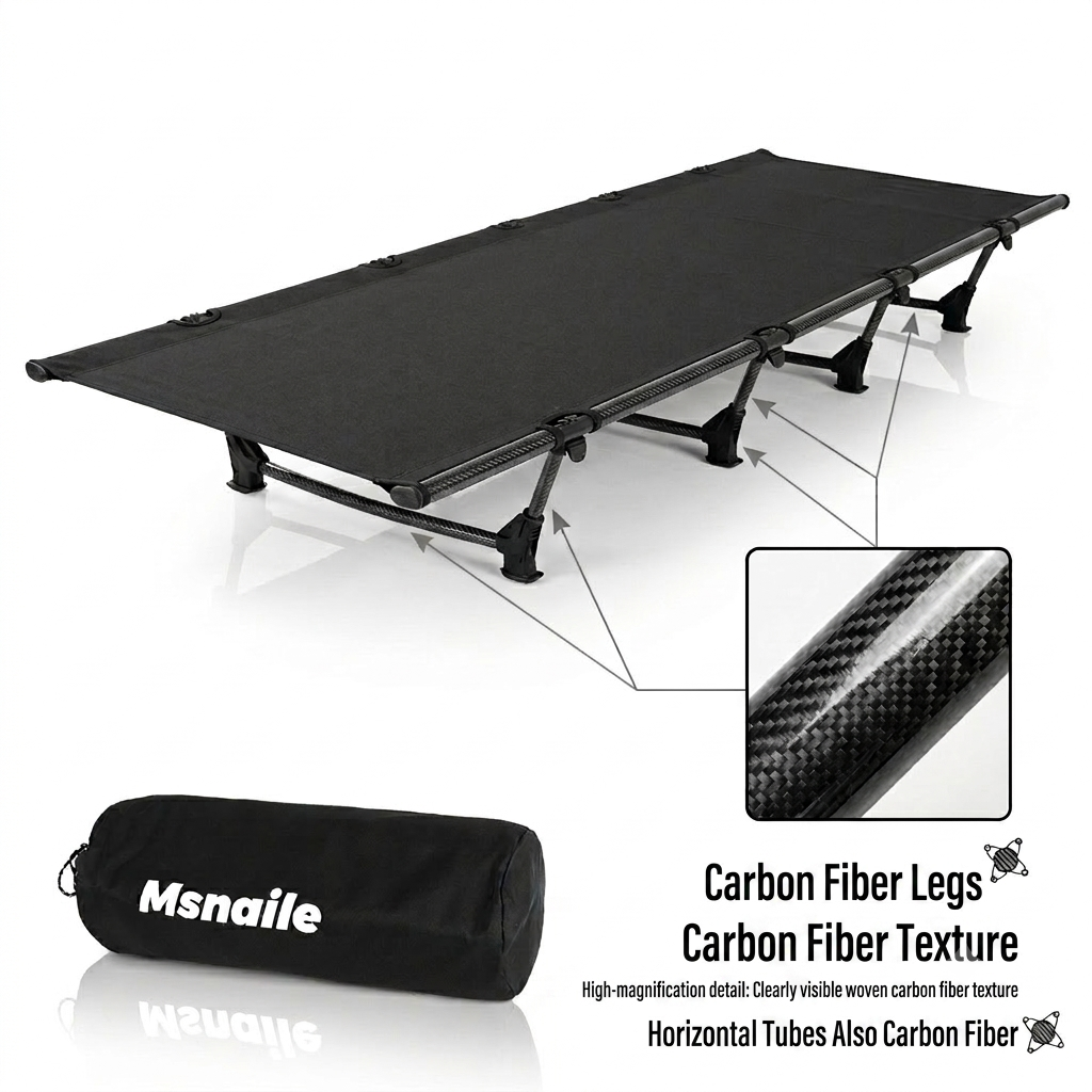 Msnaile Elite Series: Carbon Fiber Camping Bed — The Ultimate Lightweight & High-Strength Portable Cot for Pro Campers