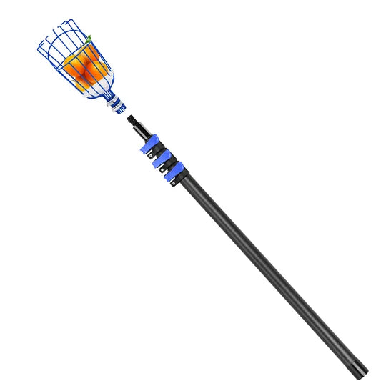 DOBEN 12FT Carbon Fiber Fruit Picker Pole with Basket Telescoping, Apple Picker with Handle, Fruit Tree Picker Tool for Getting Fruits Lemons Apples Guavas Avocados Pears Mangoes Oranges
