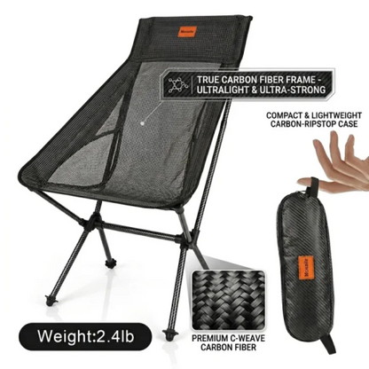 Msnaile 2.4lbs Carbon Fiber Lightweight Folding Chair – Compact & Durable Outdoor Seat