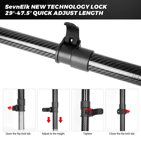 Sand Scoop Metal Detecting Carbon Handle Telescopic Pole, Metal Detector Shovel Handle 47' Diam 1.14(29mm) Lightweight Rust-Proof, Carbon Fiber Telescopic Pole For Sand Dipper Beach Scoop, Sand Sifter