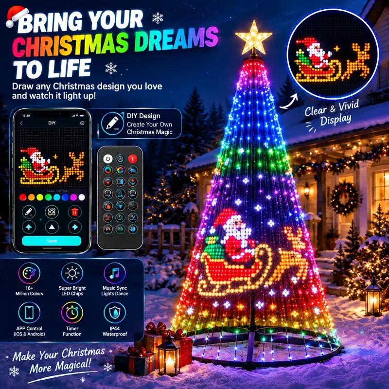 Christmas Tree Lights, Treeless with Remote and APP Control, RGB Color-Changing Light String with 400 LEDs, 11 Modes, Timer, Music Sync, Suitable for Christmas Decorations and Holiday Party Decorations