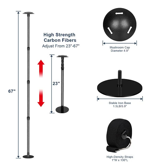 Carbon Fiber Boat Cover Support Poles - Adjustable Height 22.4"-66", Stable Iron Base - Pontoon Boat Cover System (2 Pack)