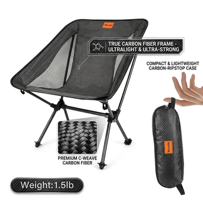 Msnaile Ultralight Carbon Fiber Camping Chair - 1.5 lbs Portable Backpacking Chair with Heavy-duty Oxford Fabric,330lb Capacity